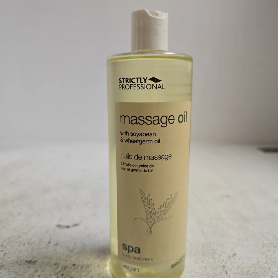 STRICTLY PROFESSIONAL MASSAGE OIL 500ML – VEGAN (SET OF APPROXIMATELY 14 BOTTLES)