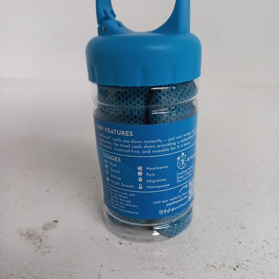 COOLTOWEL BLUE INSTANT COOLING TOWEL BOTTLE – GYM/OUTDOOR