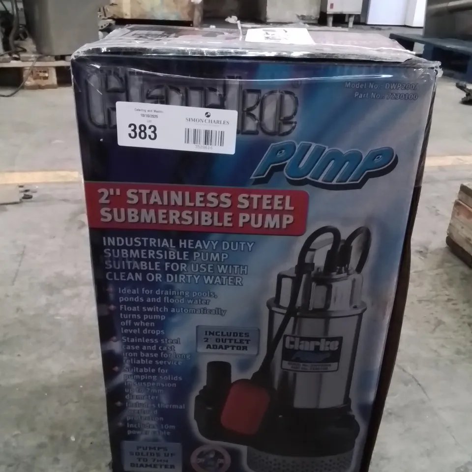 CLARKE 2" STAINLESS STEEL SUBMERSIBLE PUMP – INDUSTRIAL HEAVY DUTY (VERIFY MODEL)