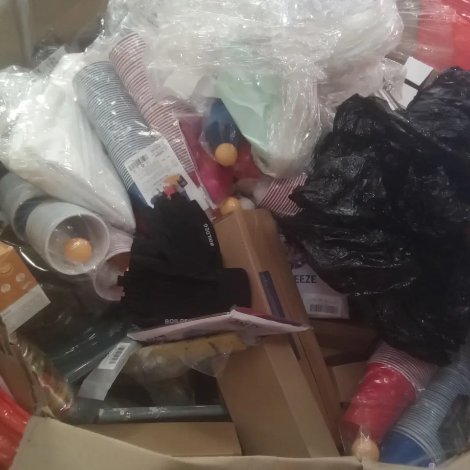 PALLET OF ASSORTED ITEMS INCLUDING PROPANE TORCH, TOY SHOTGUN, BEER PONG CUP SET, HARD SHELL LAPTOP CASE, ACTION DAY ACADEMIC PLANNER, CURTAIN ROD WALL MOUNT