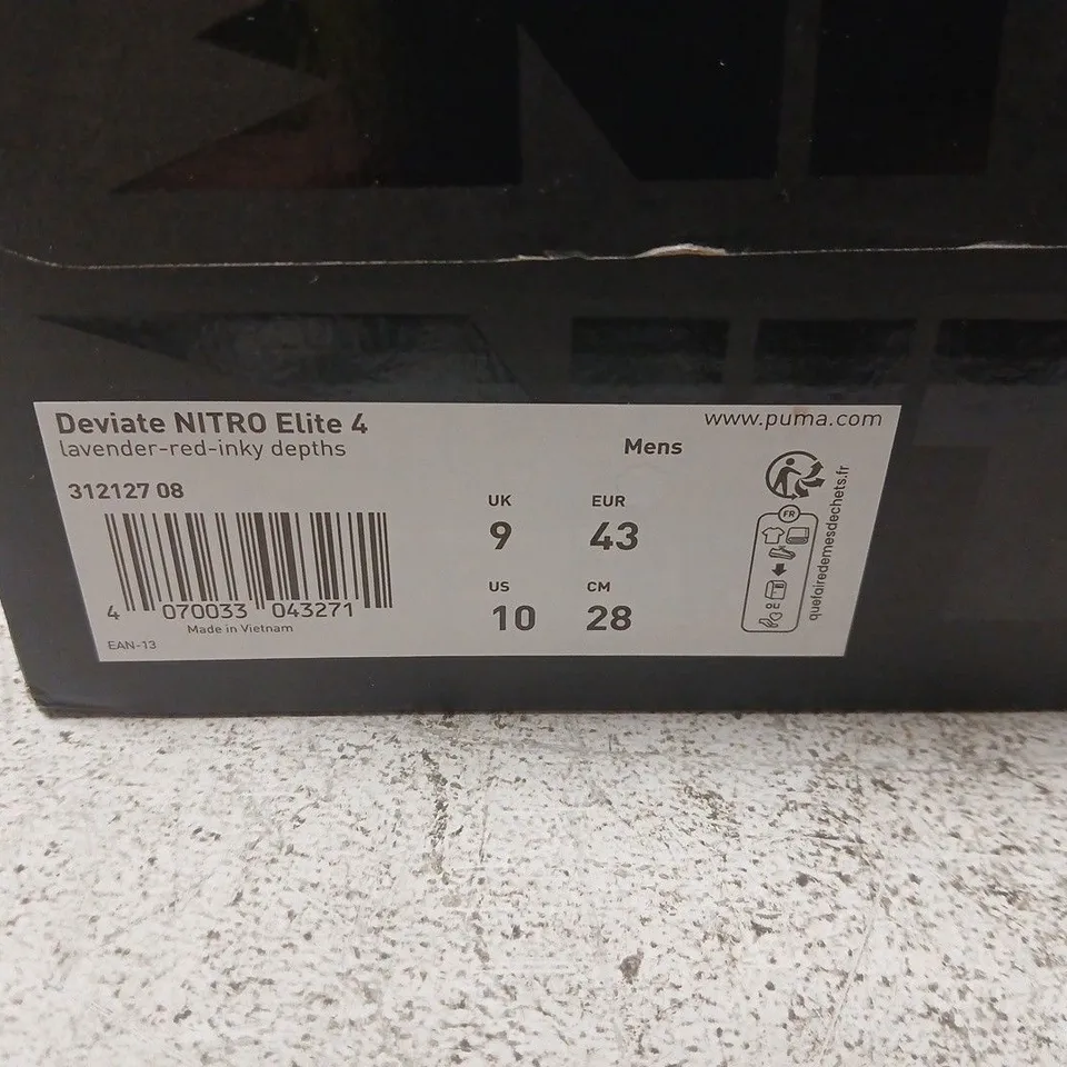 BOXED PUMA DEVIATE NITRO ELITE 4 RUNNING SHOES – LAVENDER/LILAC, UK9 (EU 43)