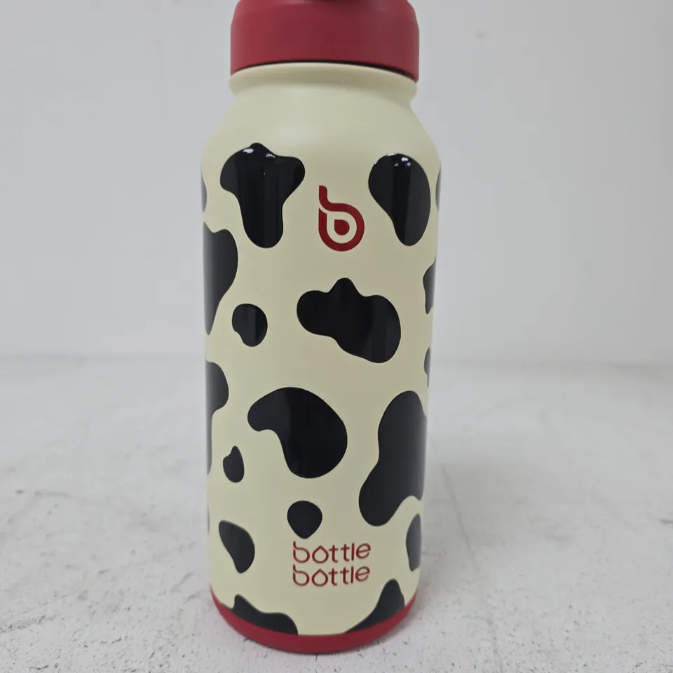 BOTTLE BOTTLE COW PRINT STAINLESS STEEL WATER BOTTLE – PINK CAP