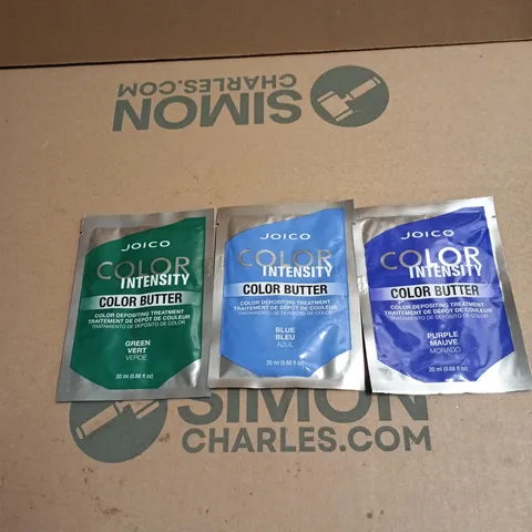 APPROXIMATELY 32 X ASSORTED JOICO HAIR CARE PRODUCTS TO INCLUDE  COLOR INTENSITY COLOR BUTTER GREEN/BLUE ETC