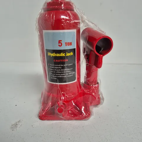 5 TON HYDRAULIC BOTTLE JACK – RED (PLASTIC WRAPPED)