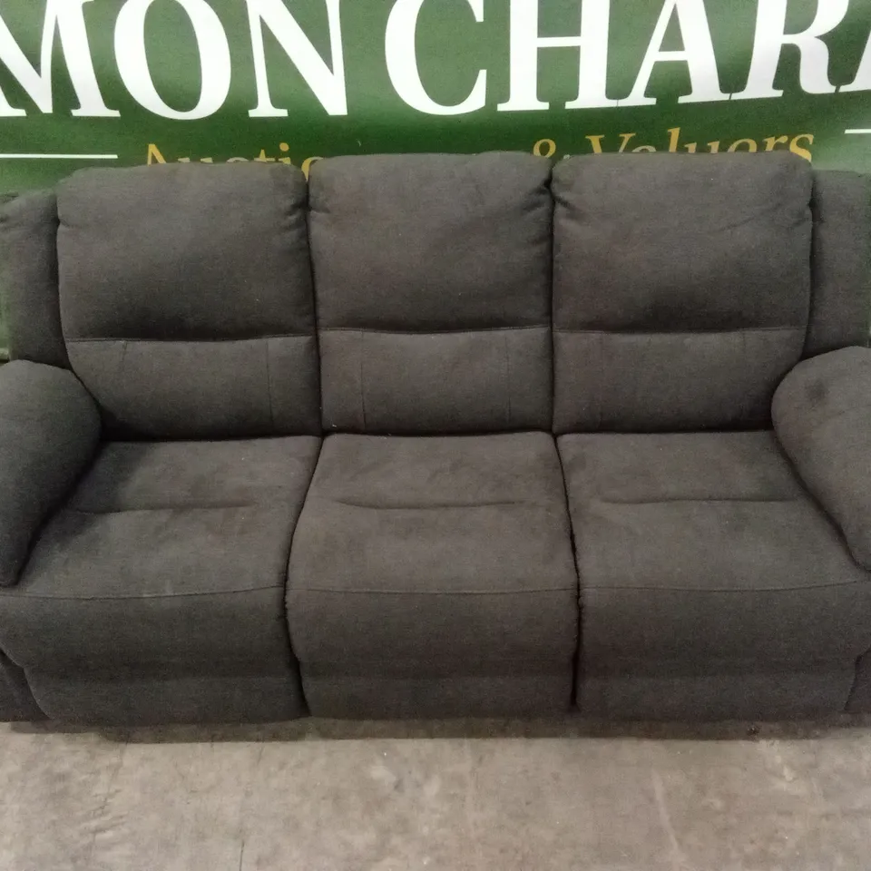 ALBION CHENILLE 3 SEATER HIGH BACK MANUAL RECLINER SOFA - CHARCOAL RRP £679