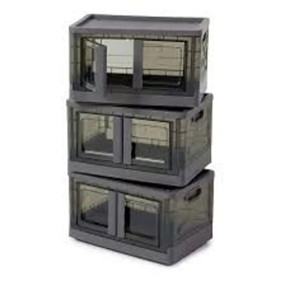 ORGANISED OPTIONS SET OF 3 42L COLLAPSIBLE STORAGE BOXES