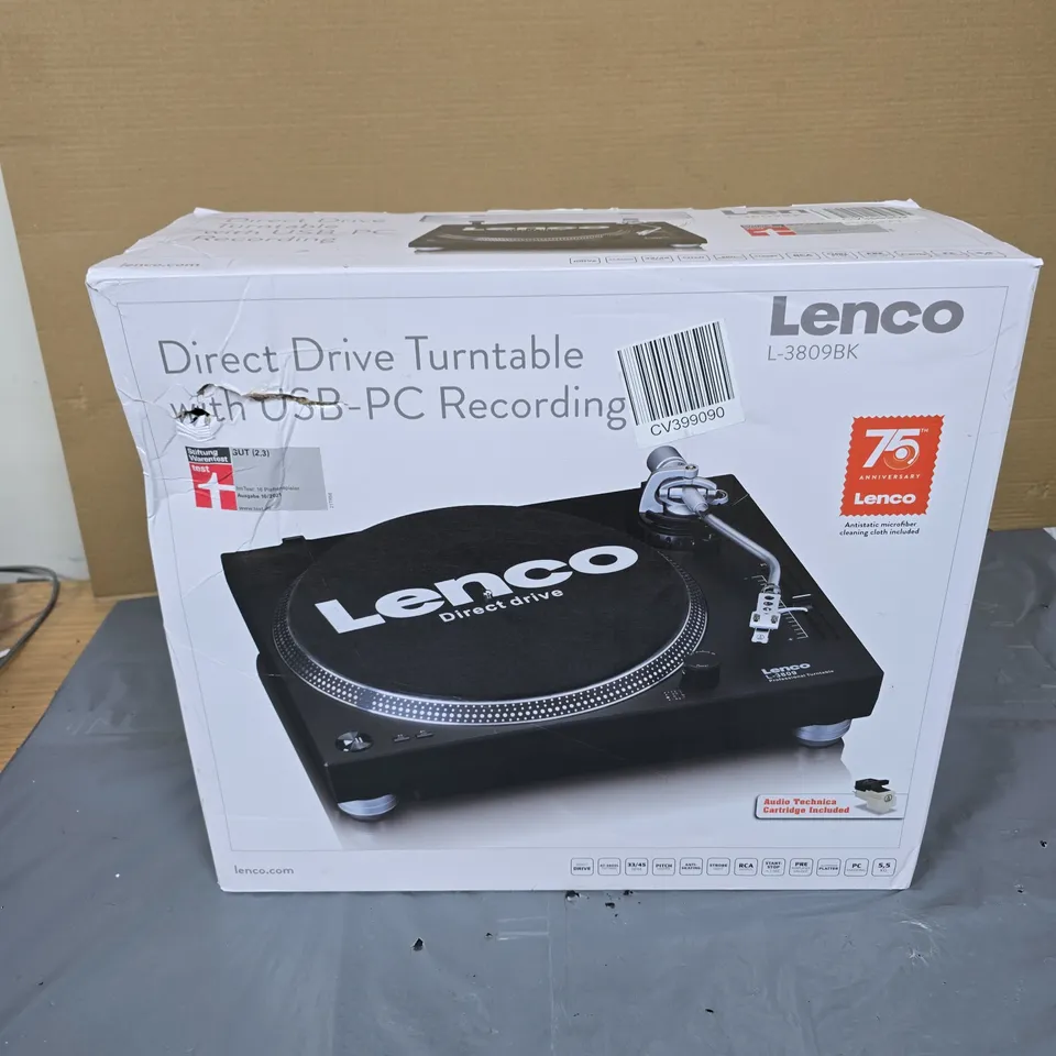 LENCO DIRECT DRIVE TURNTABLE L-3809BK – USB/PC RECORDING