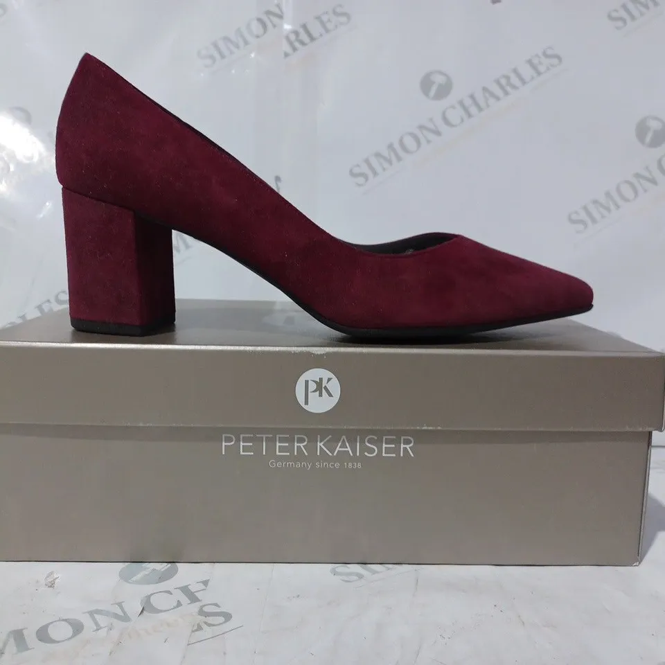 BOXED OUTLET PETER KAISER NAJA SLIP-ON HEELED COURT SHOES IN WINE COLOUR SIZE 6