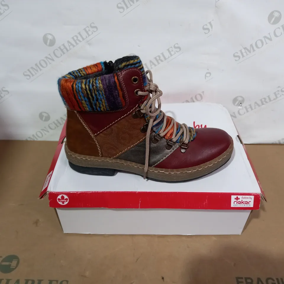 BOXED PAIR OF RIEKER BOOTS - SIZE 38