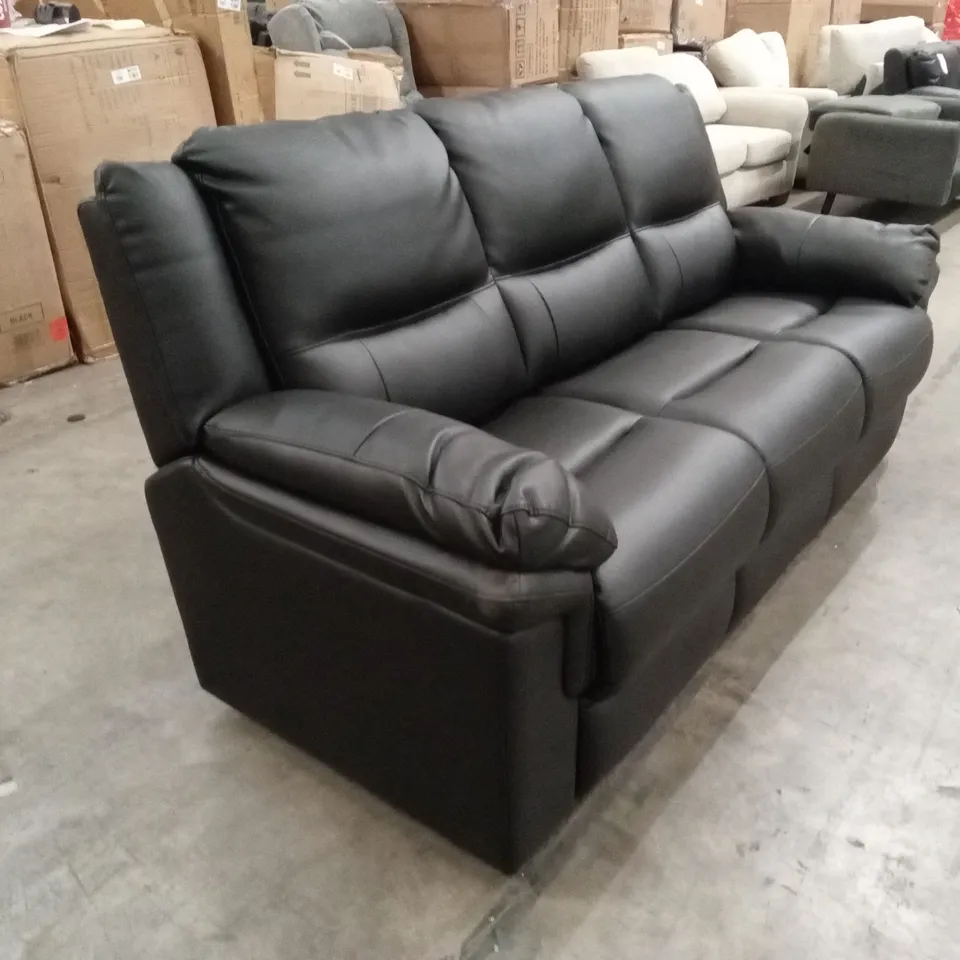 ALBION LUXURY FAUX LEATHER HIGH BACK 3 SEATER SOFA - BLACK RRP £569