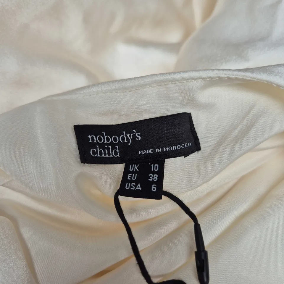 NOBODY'S CHILD WHITE COWL NECK MAXI DRESS – UK 10 (EU 38, USA 6)