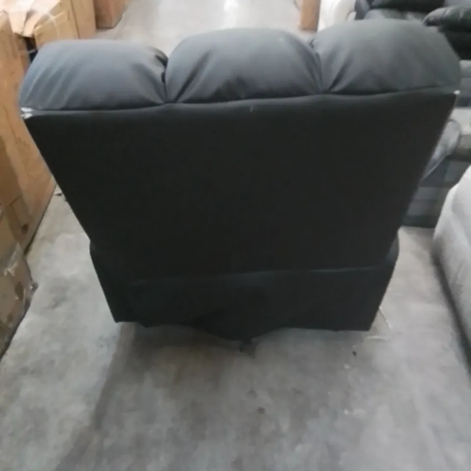 DESIGNER POWER RECLINING ROCKING SWIVEL EASY CHAIR IN BLACK FAUX LEATHER 