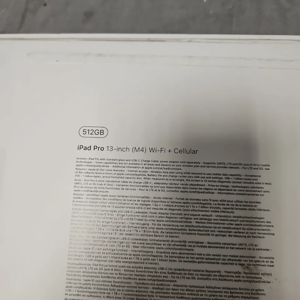 APPLE IPAD PRO 13-INCH (M4) WI‑FI + CELLULAR – GREY, BOXED