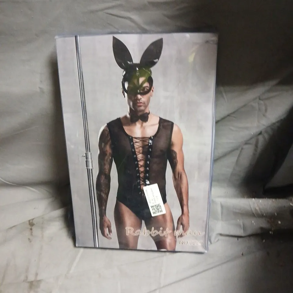 RABBIT MAN COSTUME – BOXED (BLACK CORSET & EARS)