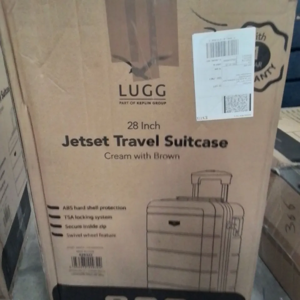 BOXED LUGG 28INCH JETSET TRAVEL SUITCASE CREAM WITH BROWN 
