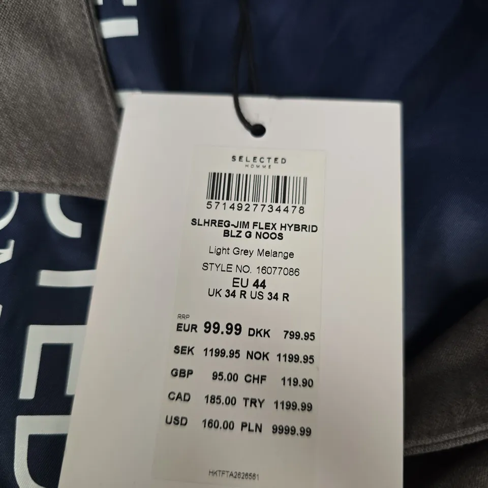 SELECTED HOMME LIGHT GREY MELANGE BLAZER – UK 34R