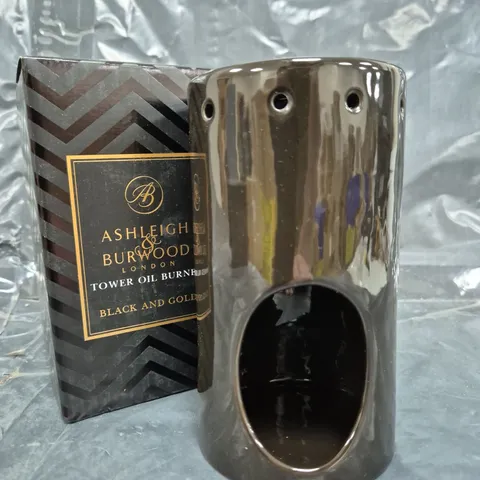 ASHLEIGH & BURWOOD TOWER OIL BURNER - BLACK AND GOLD