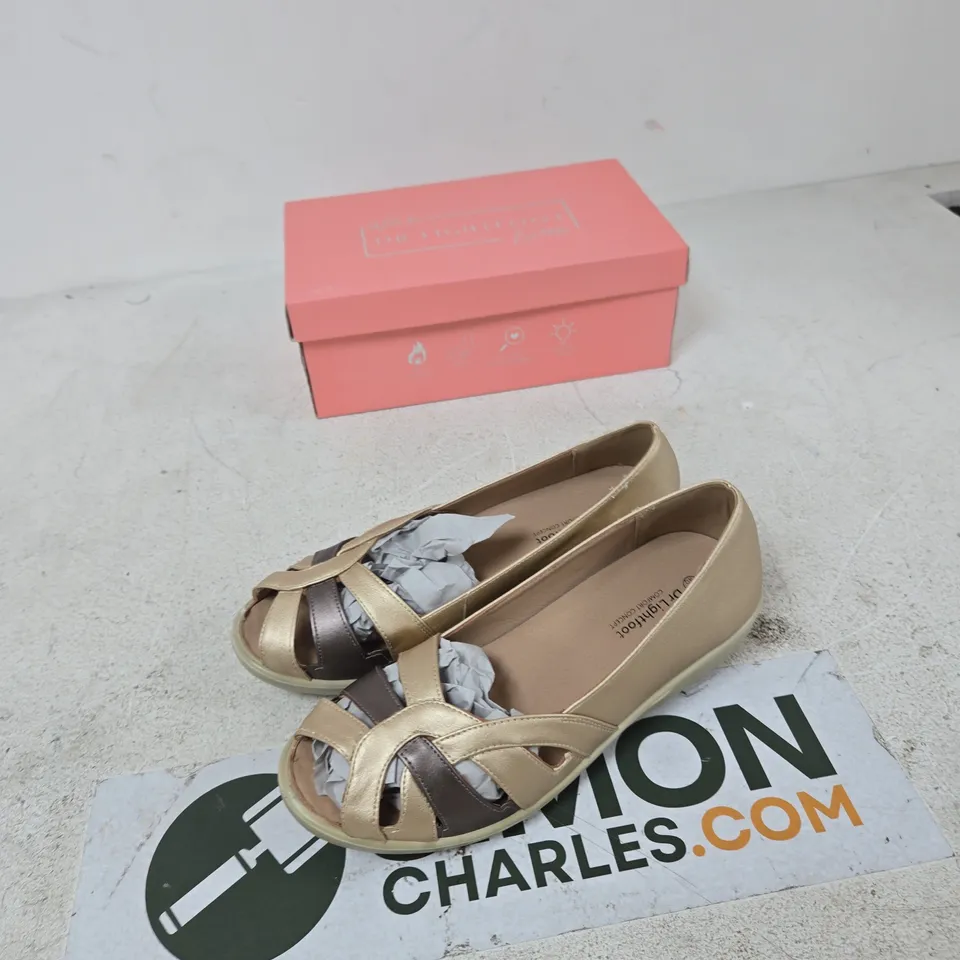 DR LIGHTFOOT WOMEN’S SANDALS – PEWTER/BRONZE, UK 7 (BOXED)