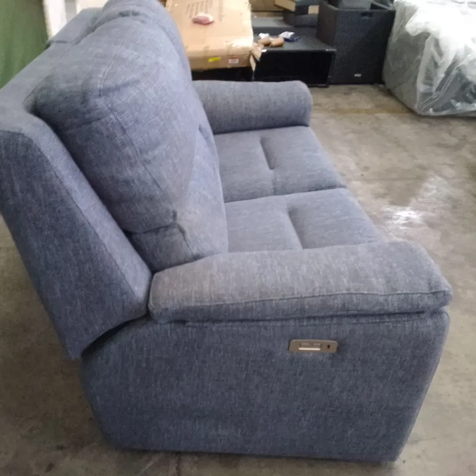 QUALITY DESIGNER G-PLAN HARPER SMALL ELECTRIC RECLINER DBL SOFA - PIERO THUNDERSTORM FABRIC