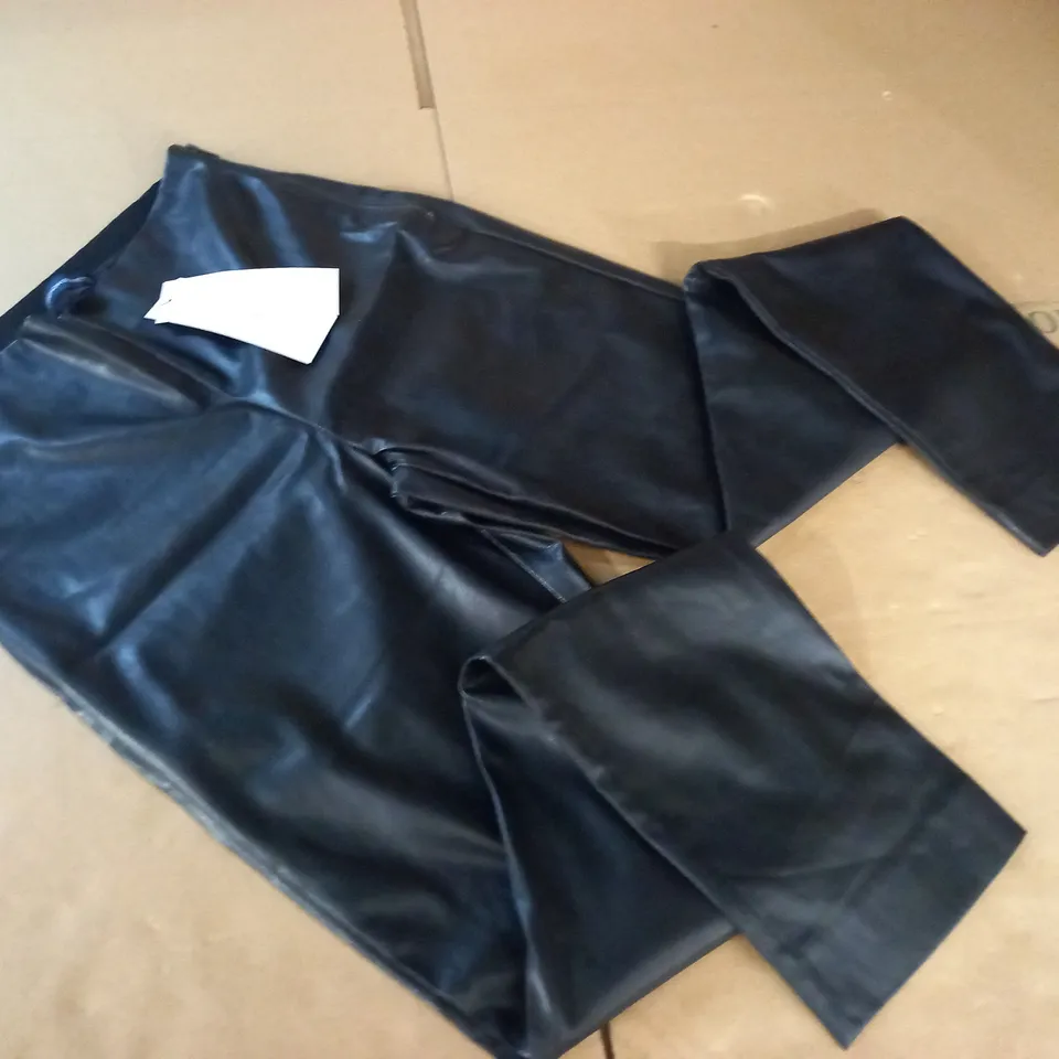 FRENCH CONNECTION BLACK LEATHE RLOOK TROUSERS - UK 10