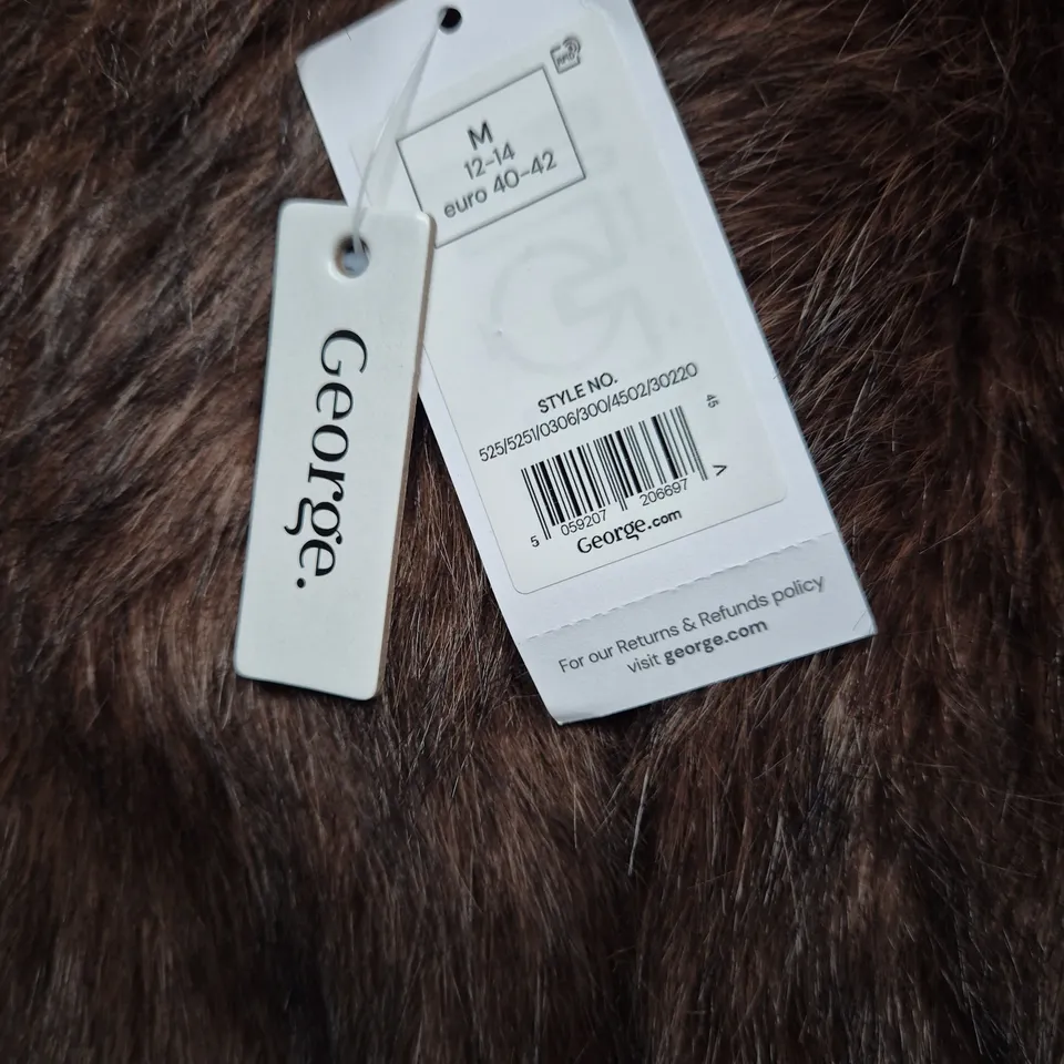 BROWN FUR-STYLE COAT, UK 12-14 (EU 40-42) – MEDIUM