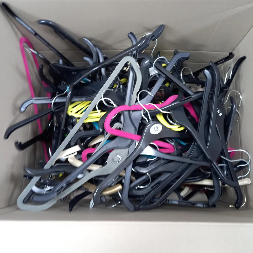 LARGE BOX OF CLOTHING HANGERS