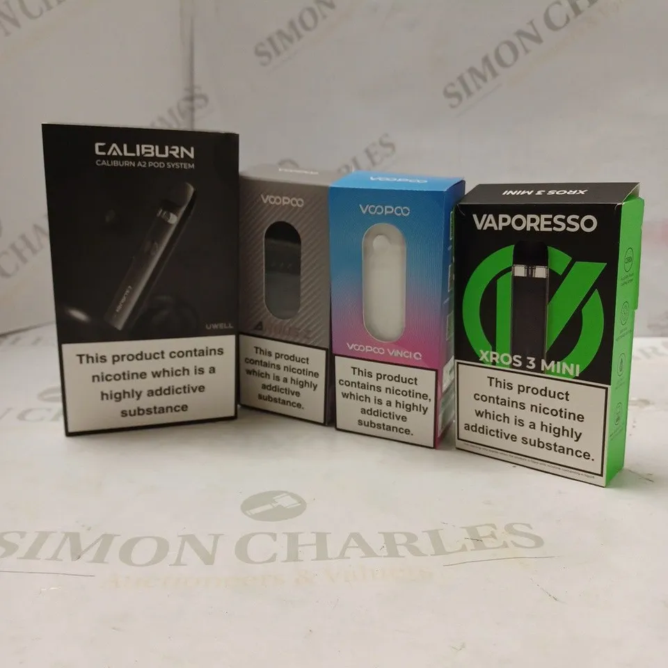 BOX OF APPROX 10 ITEMS TO INCLUDE CALIBURN A2, VOOPOO ARGUS 2, VAPORESSO XROS 3 MINI.