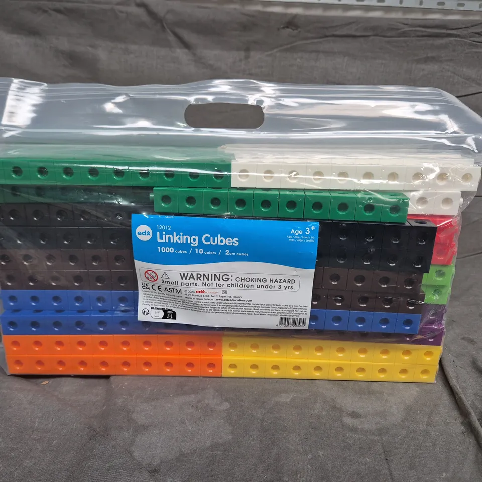 EDX LINKING CUBES 1000 CUBES – 10 COLOURS, 2 CM – SEALED IN BAG