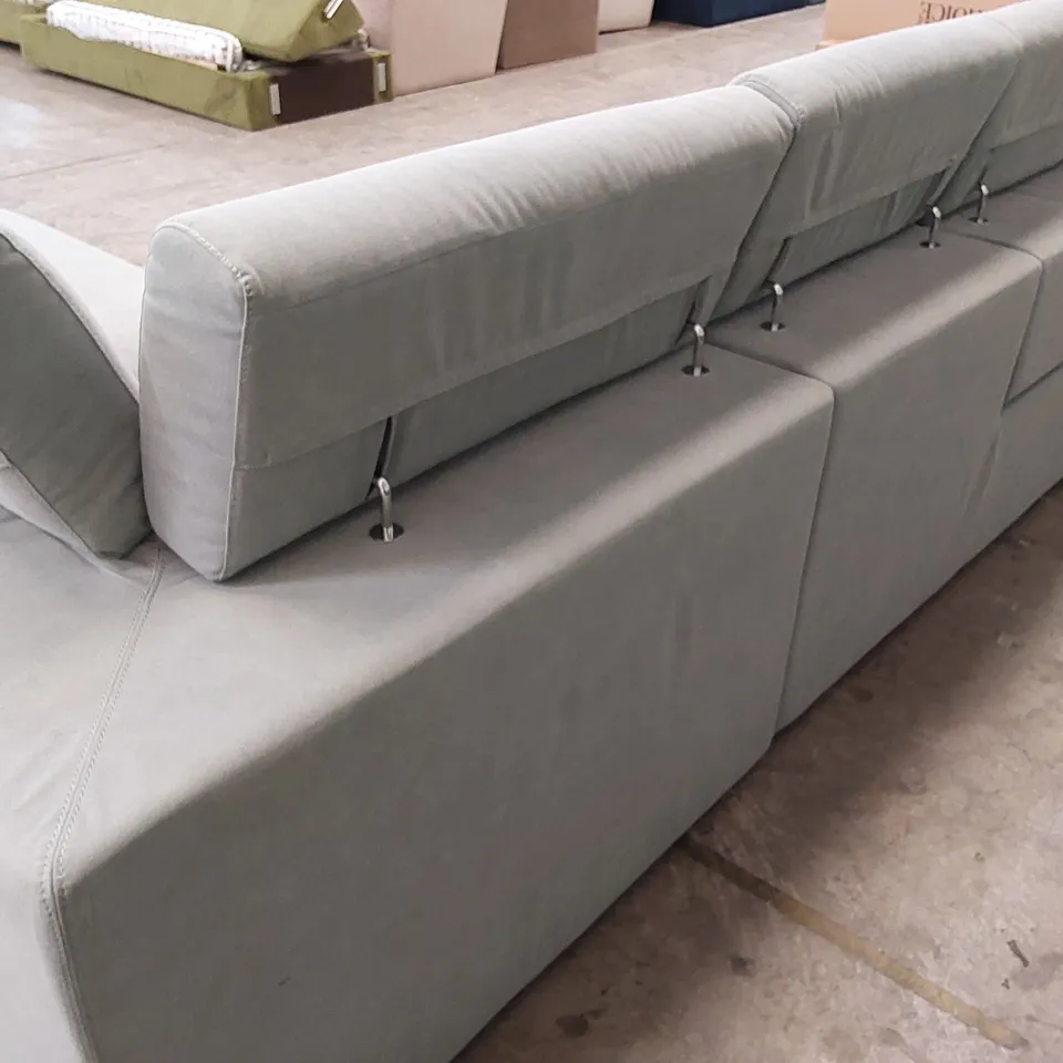 QUALITY DESIGNER ITALIAN MADE RICCARDO GREY FABRIC UPHOLSTERED ELECTRIC RECLINING CORNER SOFA