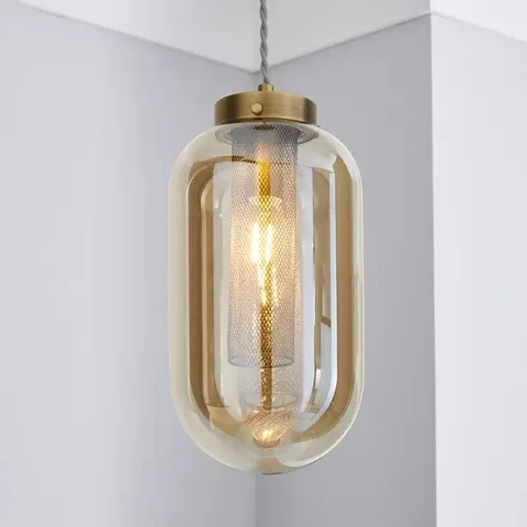 BOXED SAFI MESH ANTIQUE BRASS PENDANT LIGHT 