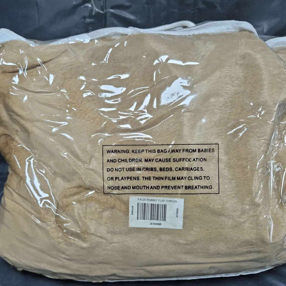 BOX OF 2 UNBRANDED FAUX RABBIT FUR THROWS