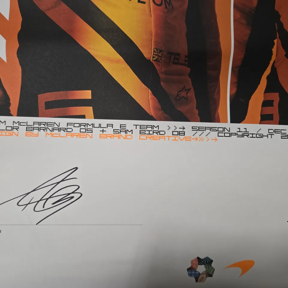MCLAREN FORMULA E TEAM NEOM POSTER – TWO-PANEL PORTRAITS (UNFRAMED)