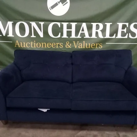 QUALITY THE LOUNGE CO DESIGNER 3 SEATER SOFA - DARK BLUE FABRIC