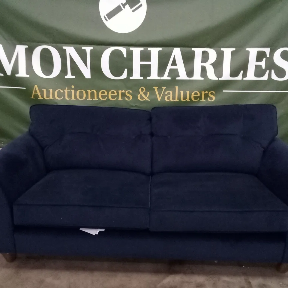 QUALITY THE LOUNGE CO DESIGNER 3 SEATER SOFA - DARK BLUE FABRIC 