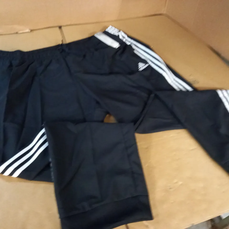 ADIDAS BLACK 3-STRIPE TRACK PANTS - 3XL