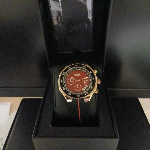 VICKERS ARMSTRONGS HARRIER ROSE RED WATCH – GOLD-TONE, BOXED
