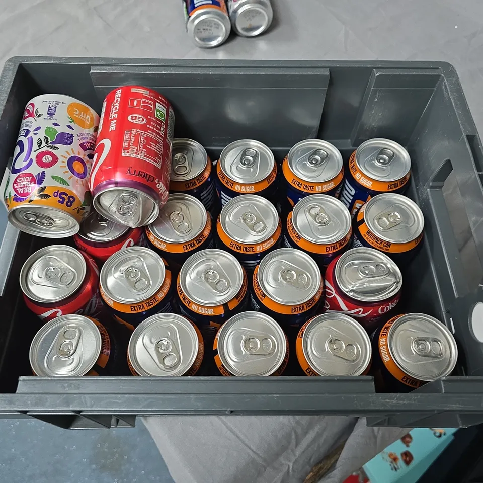 LOT OF 25 ASSORTED 330ML DRINKS INCLUDES COKE, RIO AND IRON BRU