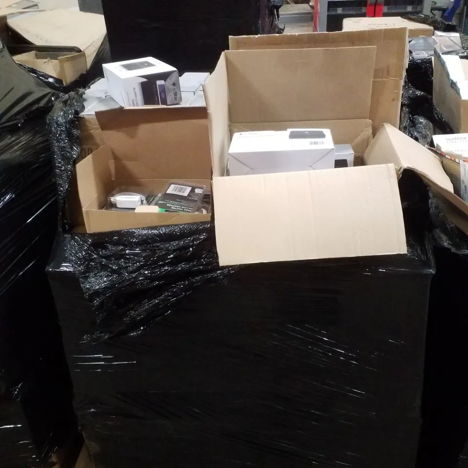 PALLET CONTAINING ASSORTED ELECTRICAL PRODUCTS INCLUDING PABX MASTER IN-LINE ADAPTERS & ALARM CLOCK RADIOS
