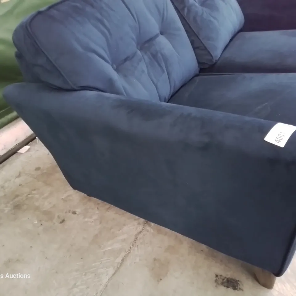 QUALITY BRITISH DESIGNER LOUNGE Co. TWO SEATERSOFA PLUSH BLUE FABRIC