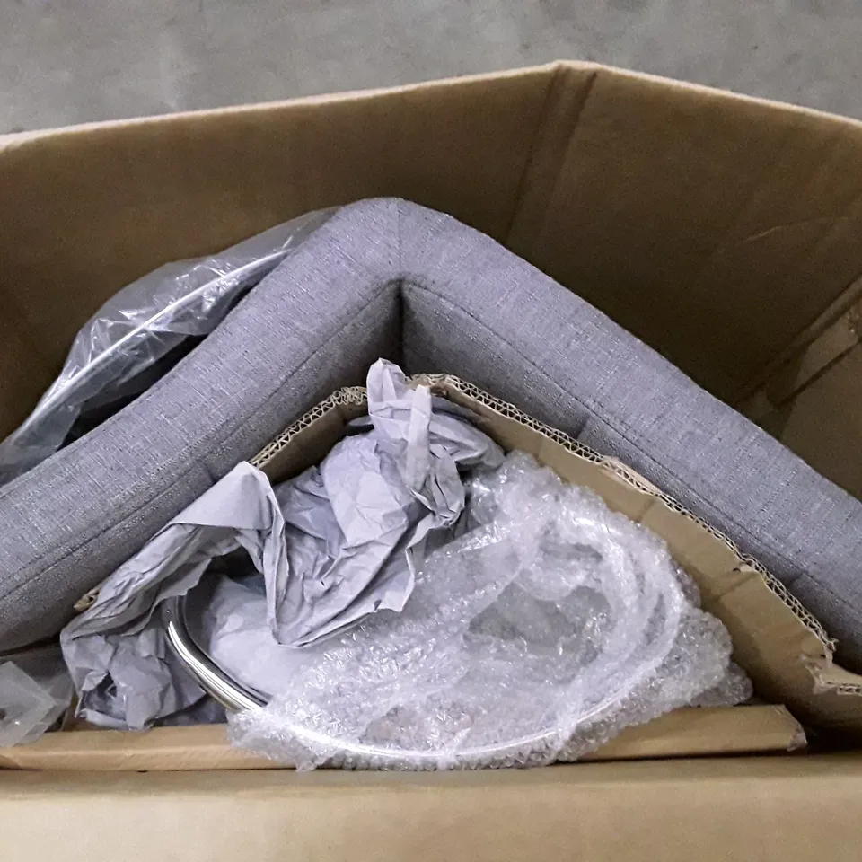 BOXED GREY FABRIC BAR STOOL