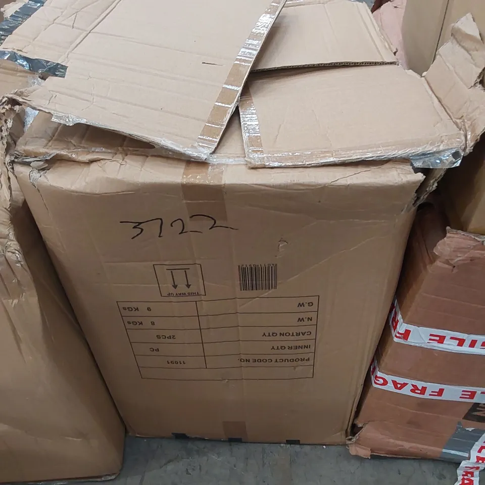 BOXED SET OF 2 GREY LEATHER BAR STOOLS 