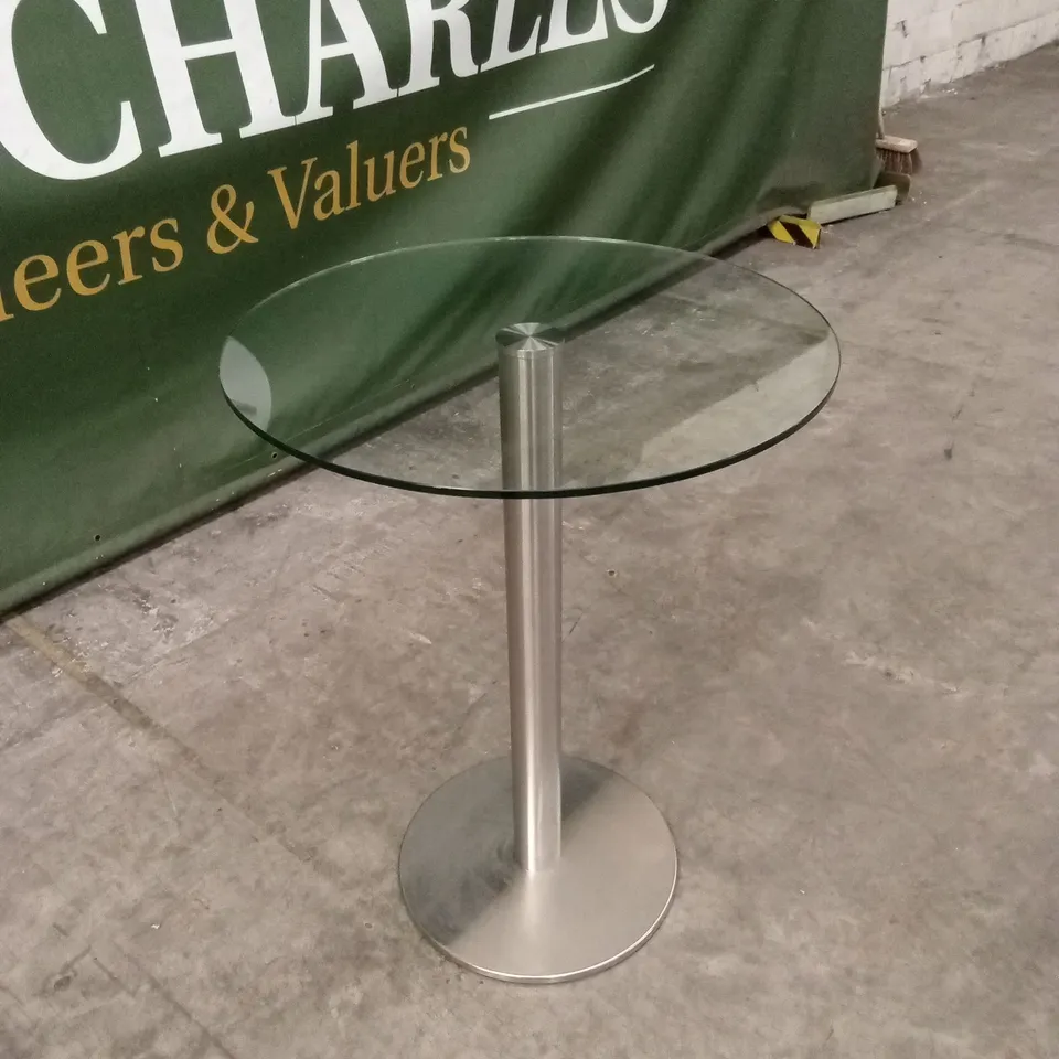 QUALITY DESIGNER BESPOKE ROUND GLASS TOP BAR TABLE