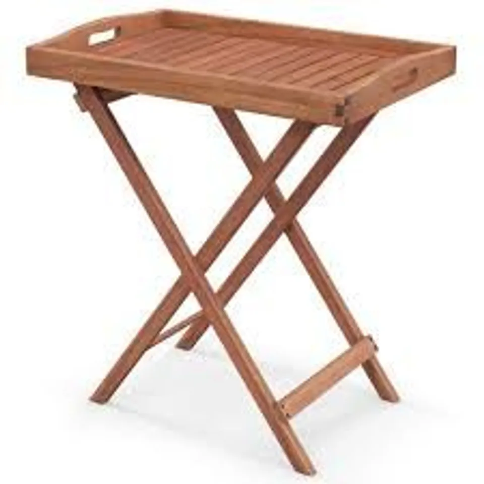 BOXED COSTWAY SLATTED TOP FOLDING SIDE TABLE