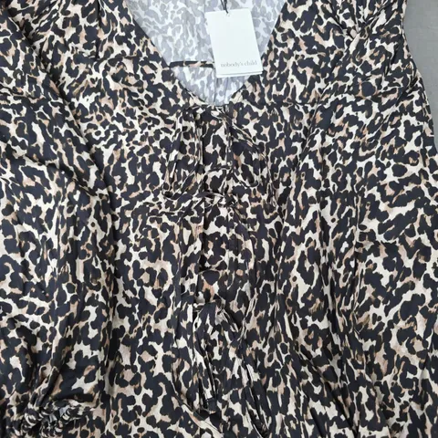 NOBODY'S CHILD BERNADETTA LONG SLEEVE TOP IN ANIMAL PRINT SIZE UK 10