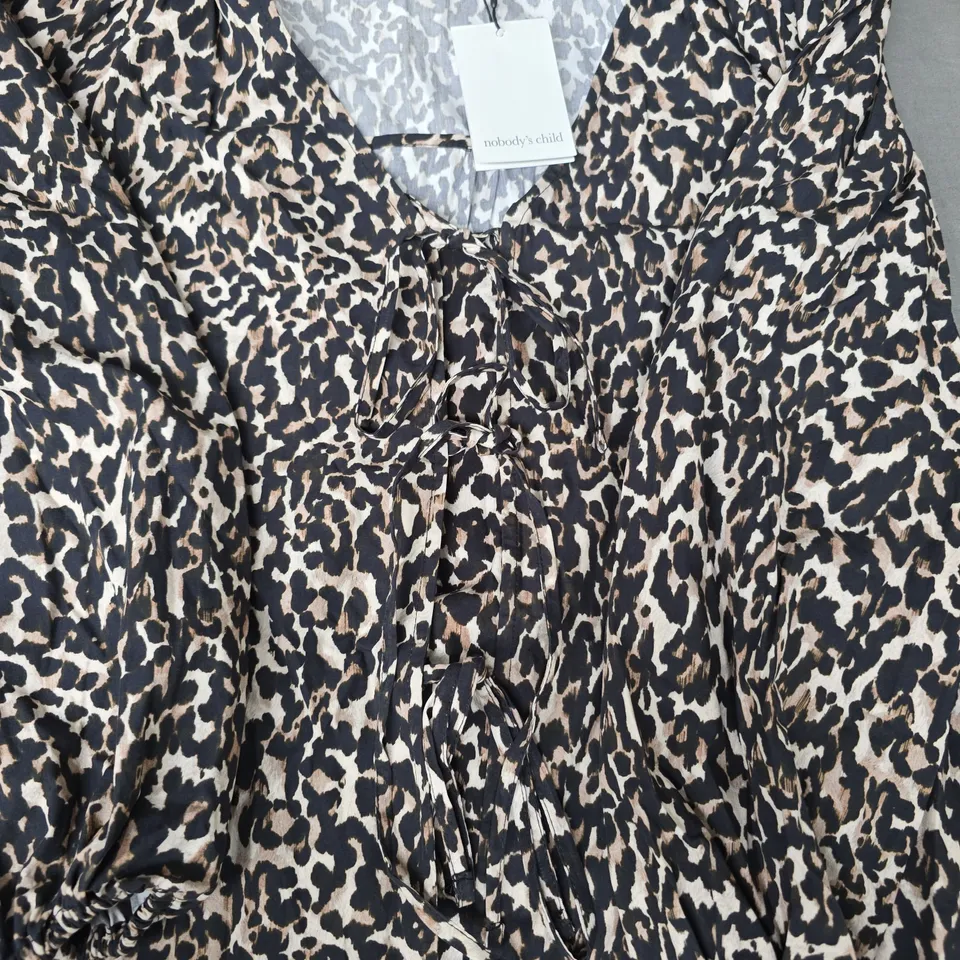 NOBODY'S CHILD BERNADETTA LONG SLEEVE TOP IN ANIMAL PRINT SIZE UK 10
