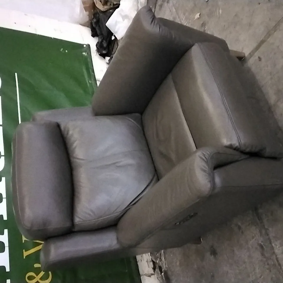 QUALITY DESIGNER DARK GREEN LEATHER ELECTRIC RECLINING ARMCHAIR 