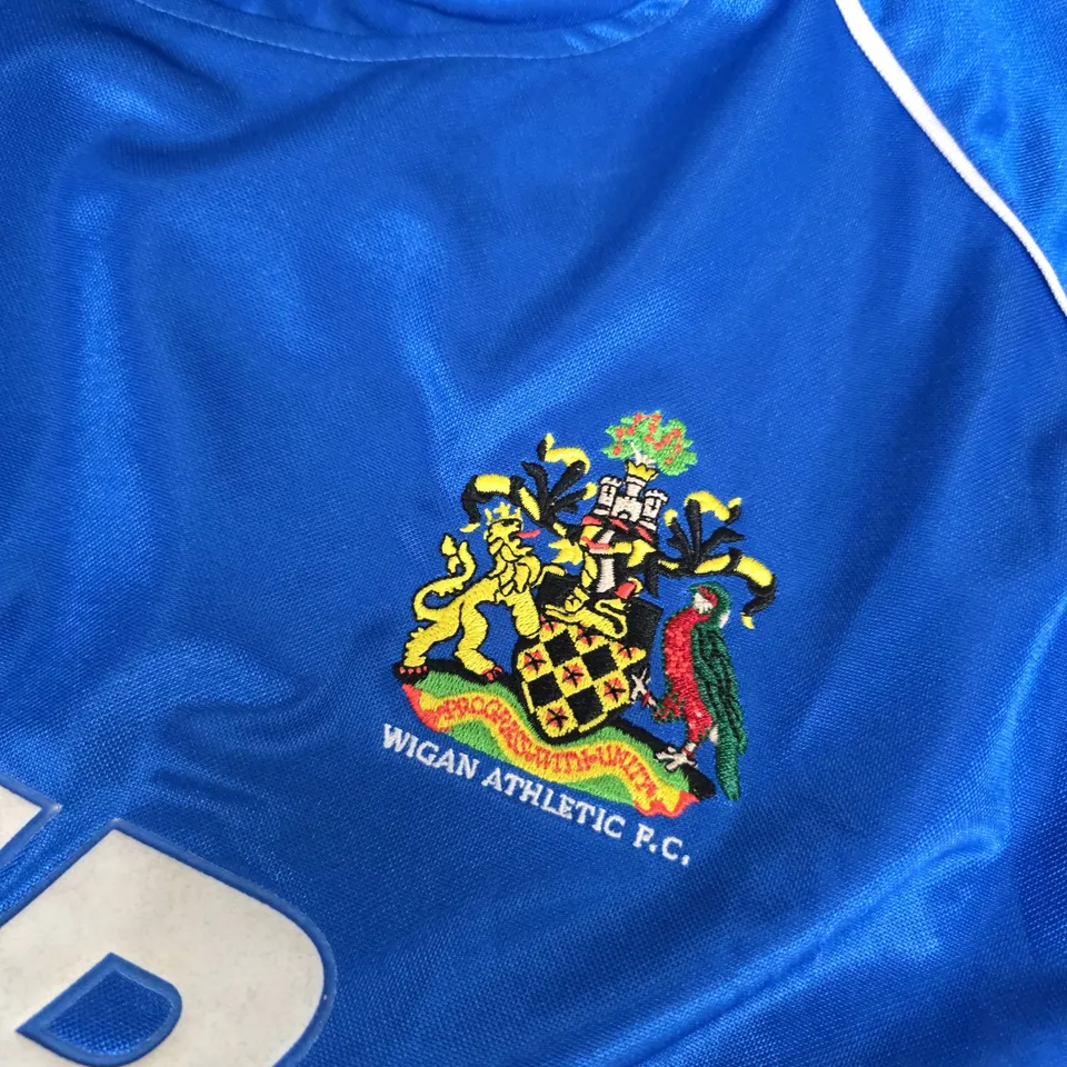 WIGAN ATHLETIC FC FOOTBALL SHIRT – BLUE, PATRICK OFFICIAL LICENSED PRODUCT - XL