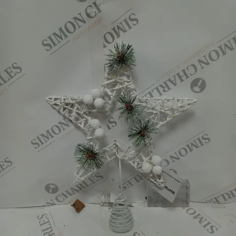 PRE LIT WHITE STAR TREE TOPPER 