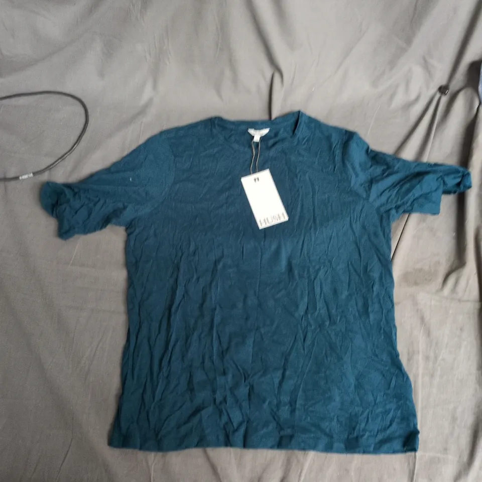 HUSH REECE DRAPEY T-SHIRT – TEAL BLUE, SIZE S