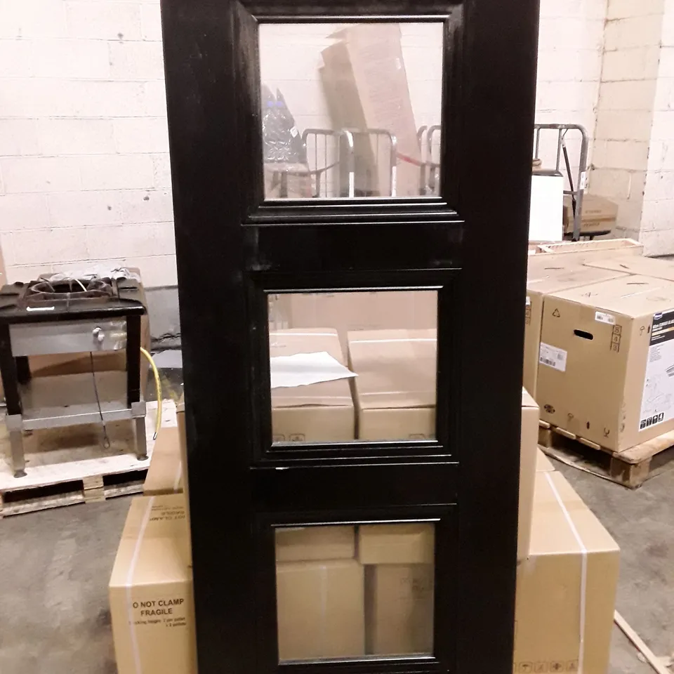 3 GLASS PANEL BLACK PRIMED INTERNAL DOOR 1981×760×35MM